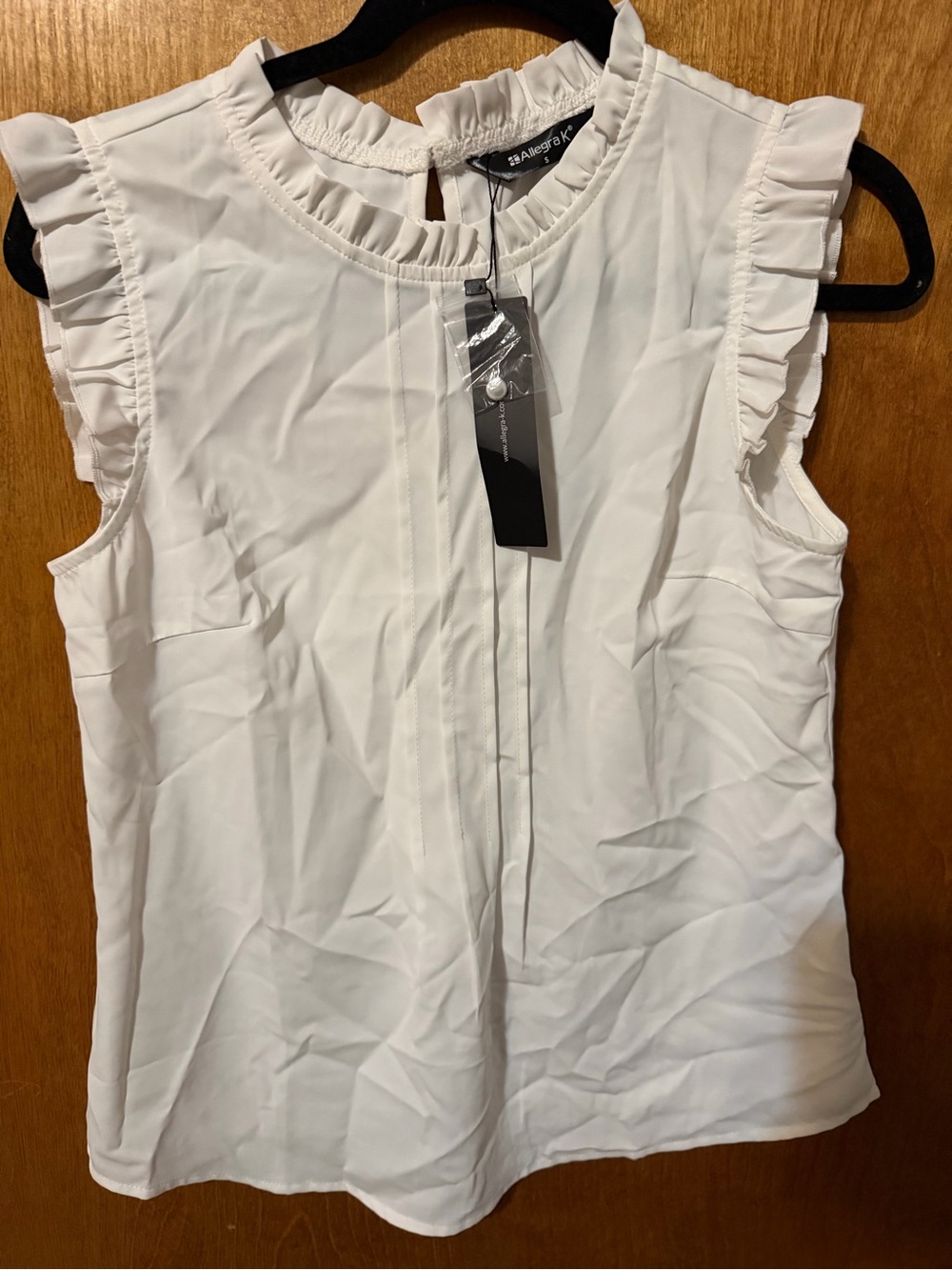 Allegra K White Ruffled Sleeveless Camisole